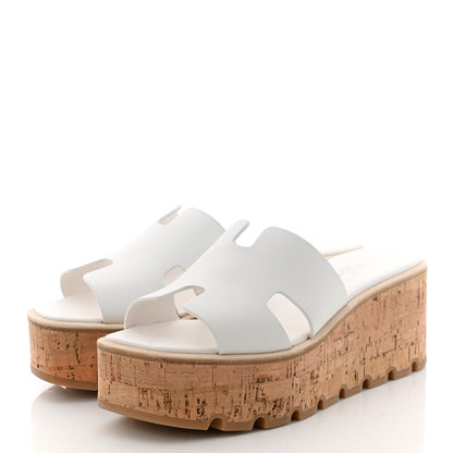 Hermes Calfskin Cork Eze 30 Sandals 39 White 3 of 9