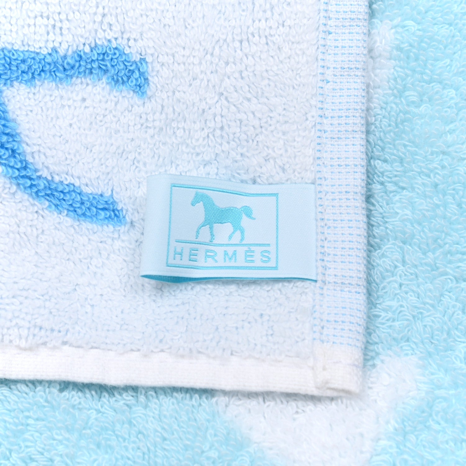 Hermes Cotton Cavalcolor Bath Towel Bleu Celeste 4 of 4