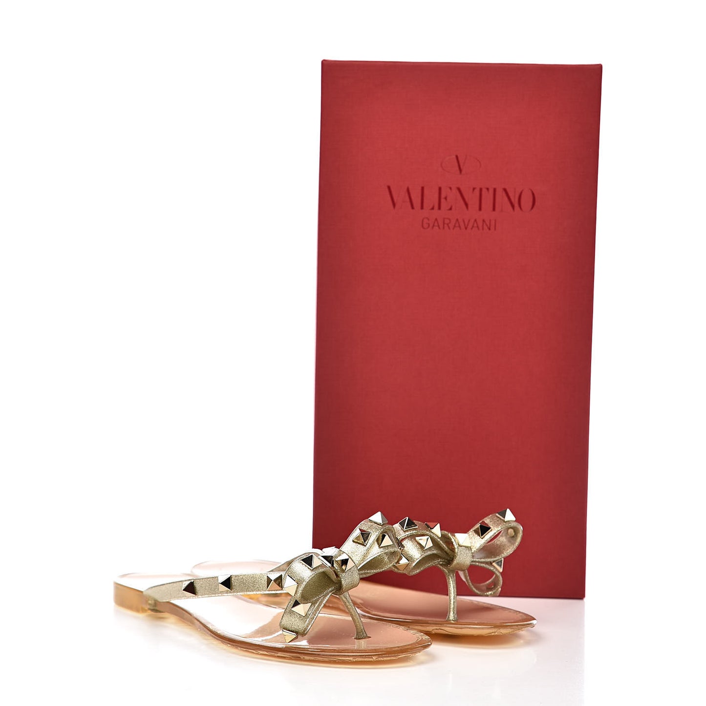 PVC Jelly Glitter Rockstud Bow Thong Sandals 35 Oro