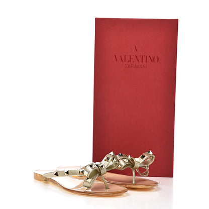 Valentino Garavani PVC Jelly Glitter Rockstud Bow Thong Sandals 35 Oro 9 of 9