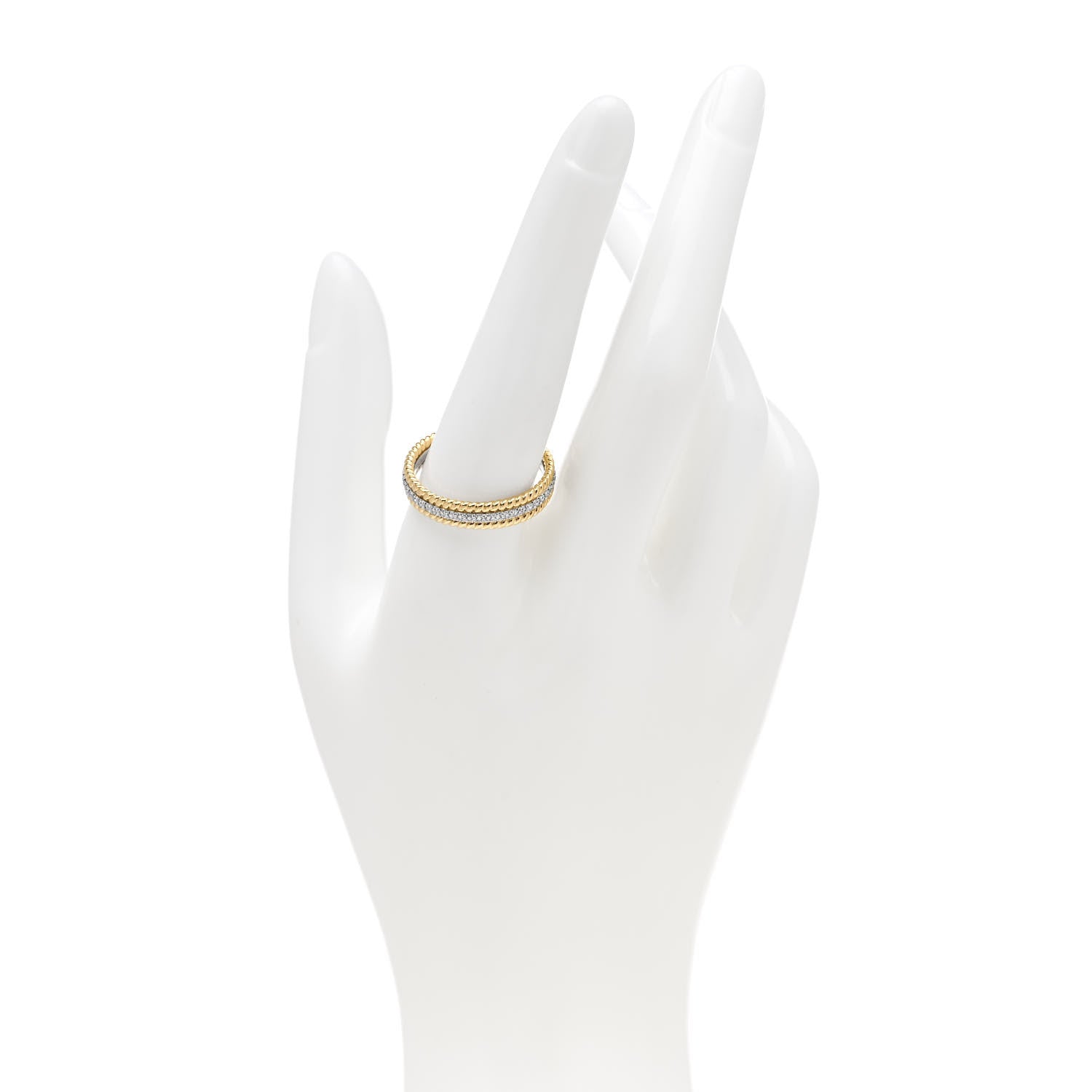 Tiffany 18K Yellow Gold Platinum Diamond Schlumberger Rope Two-Row Ring 2 of 6