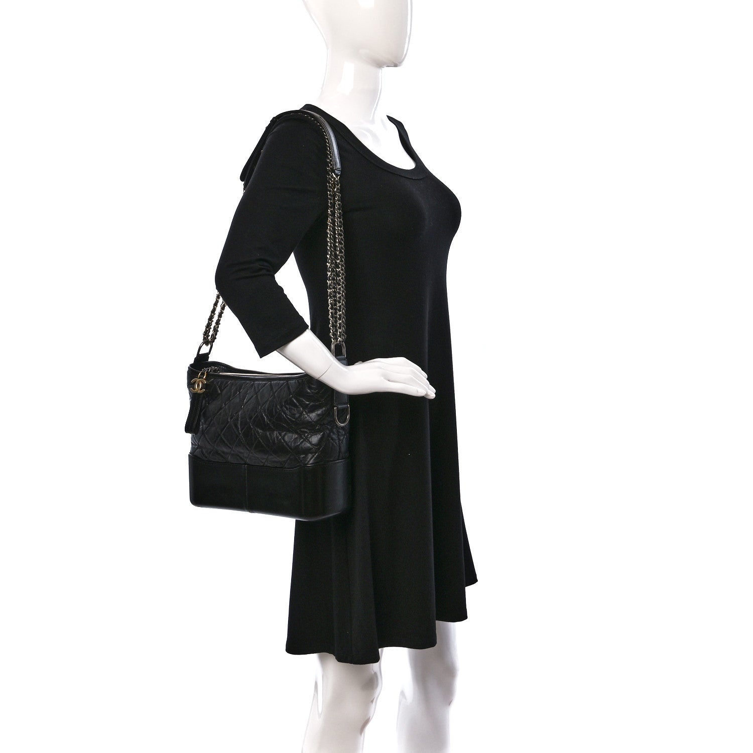 Chanel Aged Calfskin Quilted Medium Gabrielle Hobo Black 2 of 10