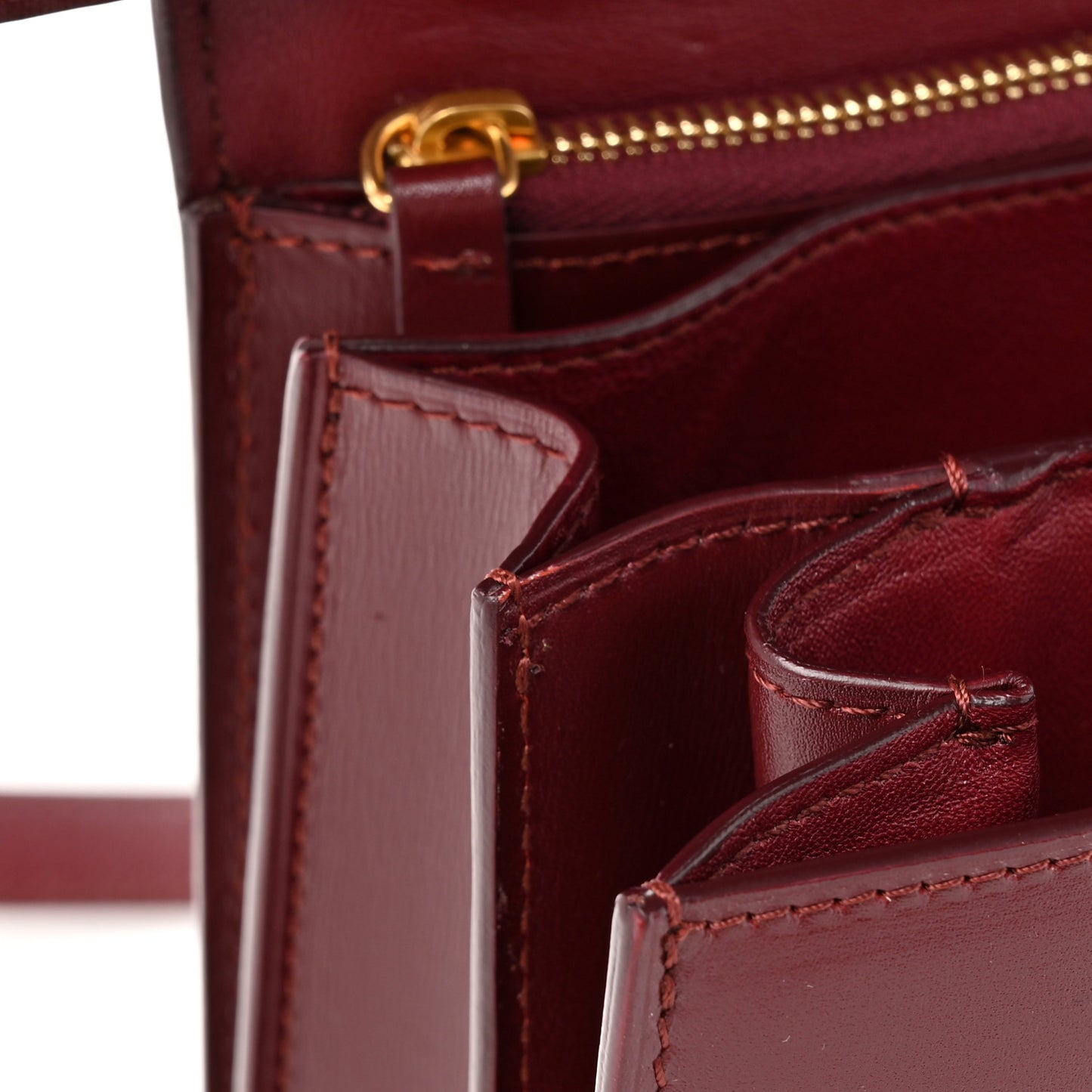 Box Calfskin Medium Classic Box Flap Bag Burgundy