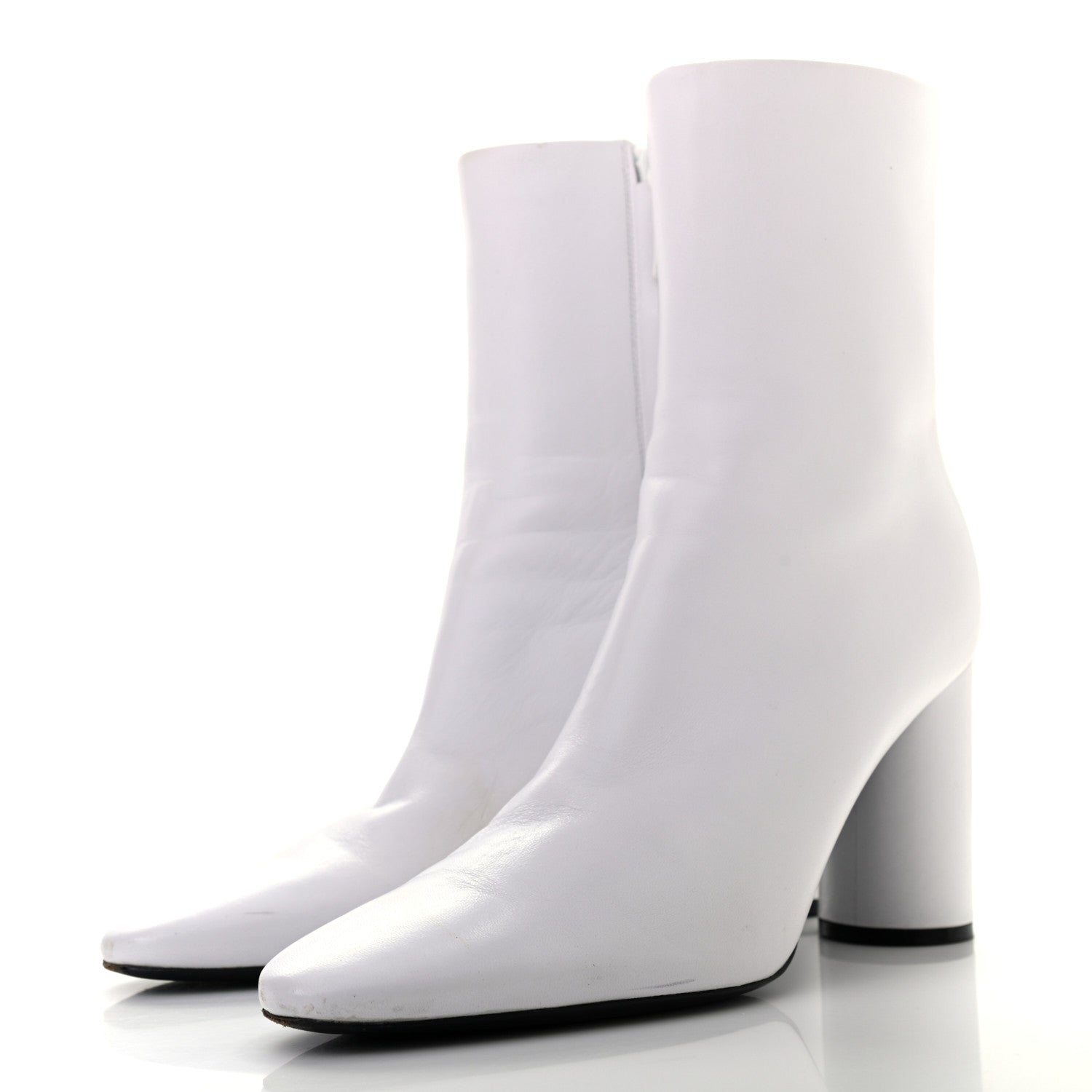 Balenciaga Shiny Sheepskin 20mm Oval Booties 37 White Black 3 of 11