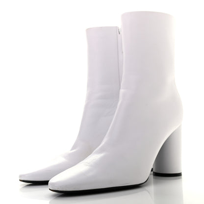 Balenciaga Shiny Sheepskin 20mm Oval Booties 37 White Black 3 of 11