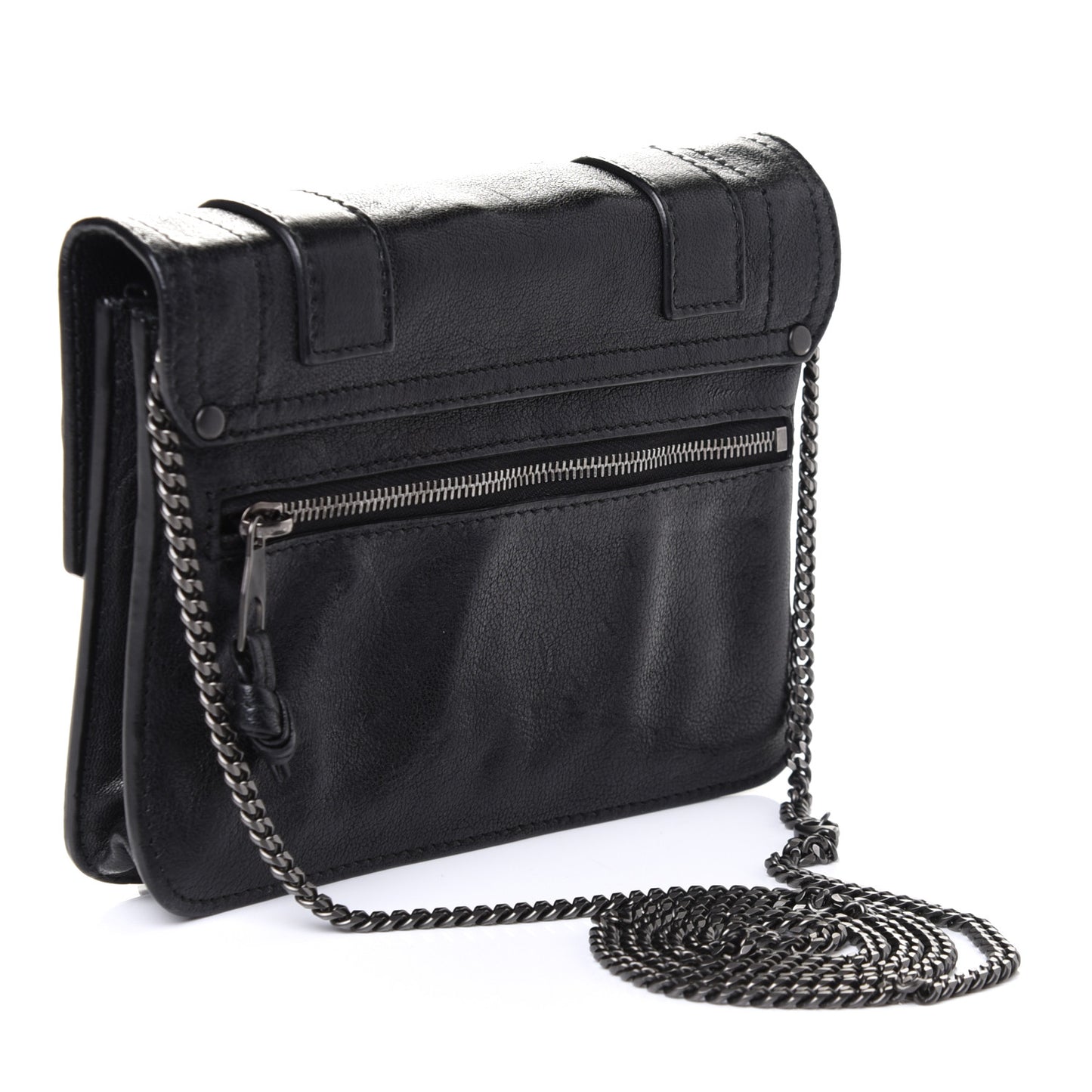 Lambskin PS1 Large Chain Wallet Black