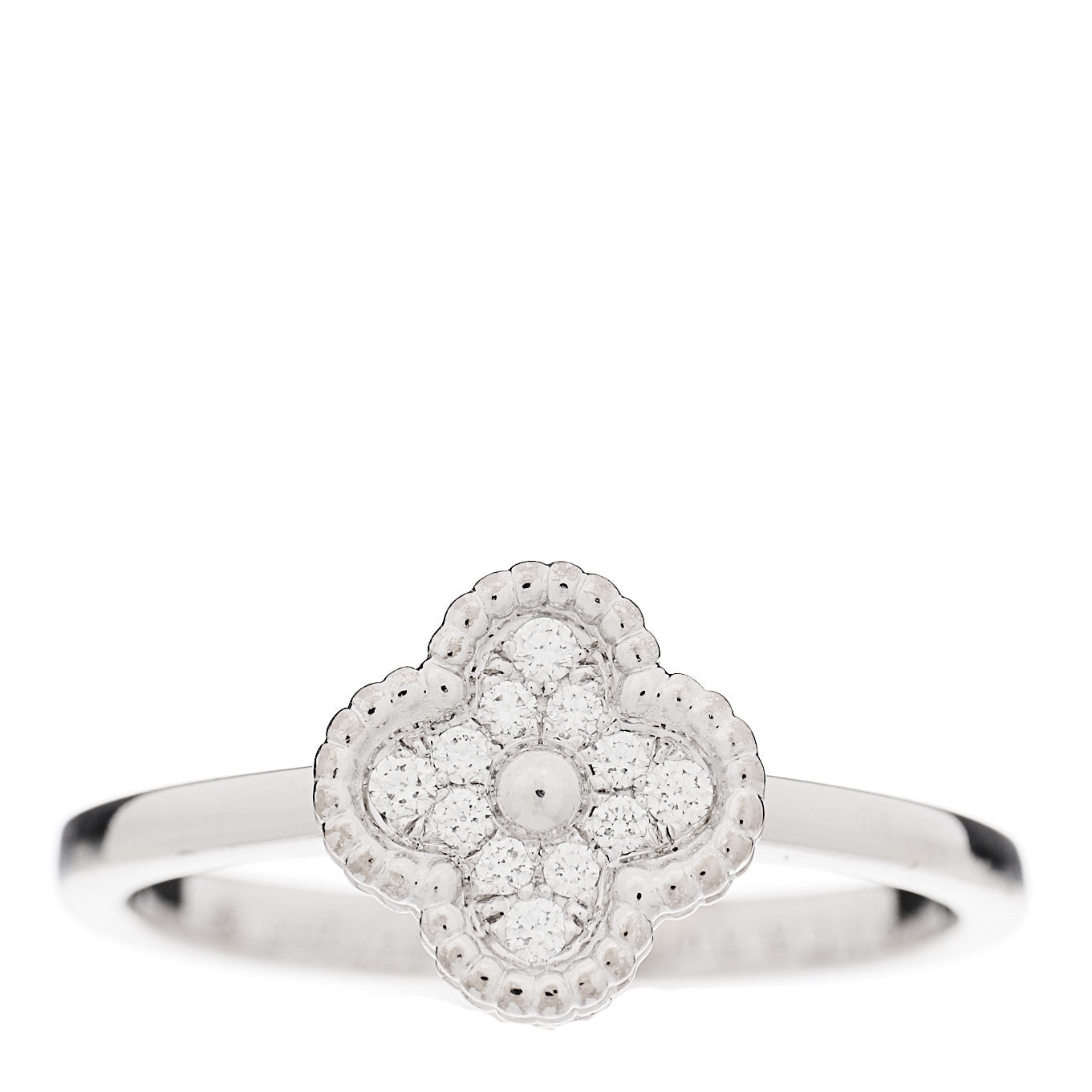 Van Cleef & Arpels 18K White Gold Diamond Sweet Alhambra Ring 54 6.75 1 of 5