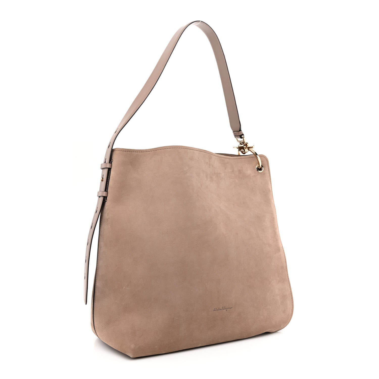 Salvatore Ferragamo Suede Minerva Hobo Taupe 4 of 11