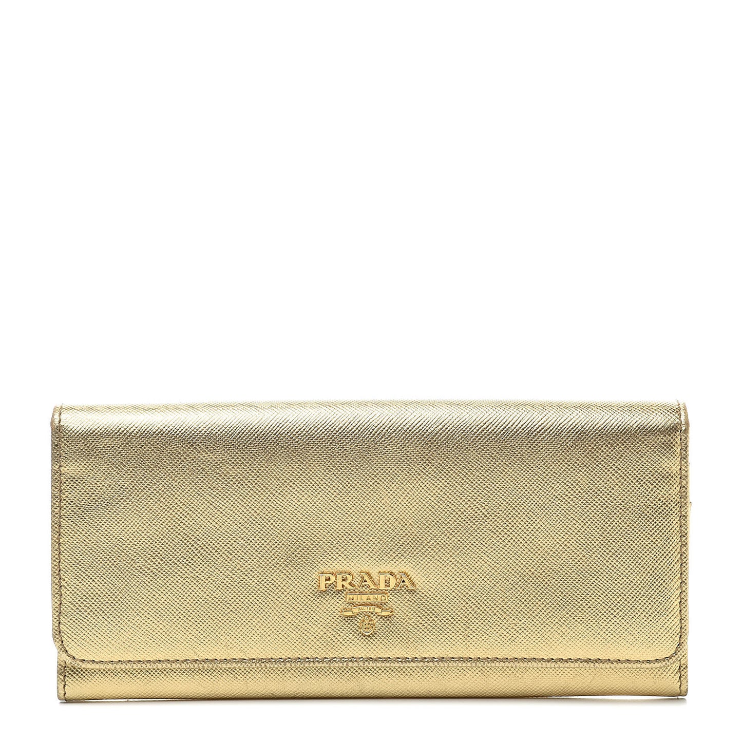 Metallic Saffiano Metal Continental Flap Wallet Platino