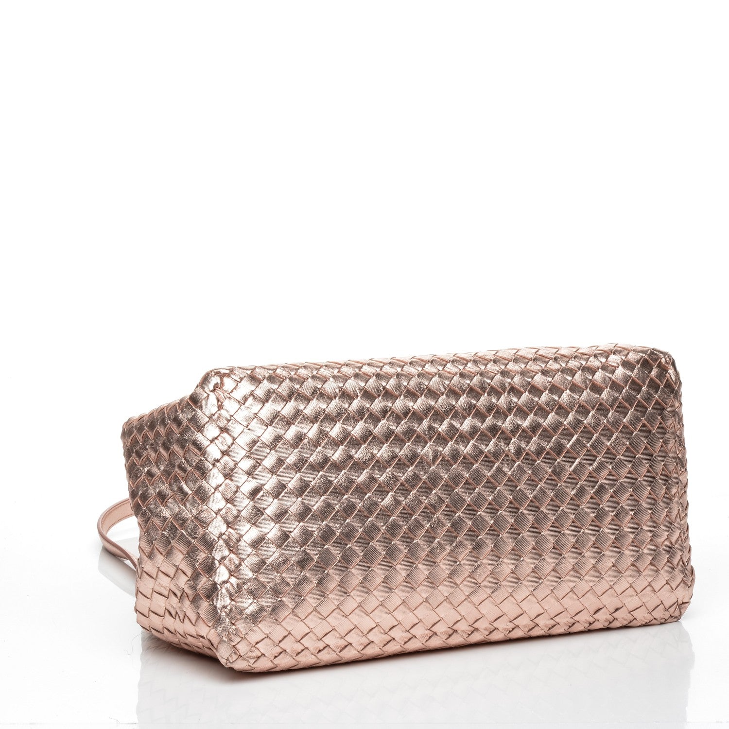 Bottega Veneta Metallic Grosgrain Intrecciato Medium A Shape Seamless Tote Rose Gold 4 of 6