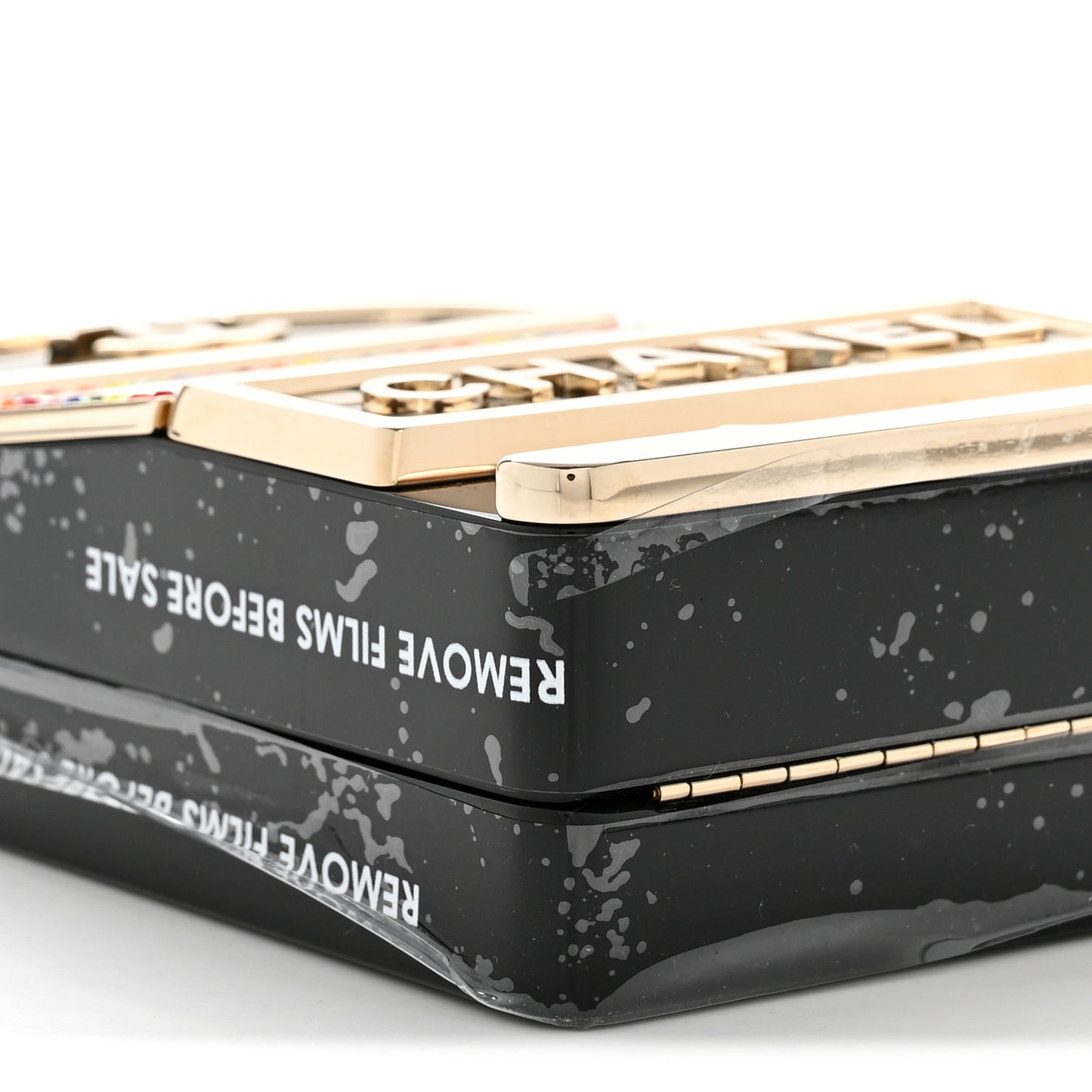 Resin Crystal Slot Machine Minaudiere Black Gold White Red