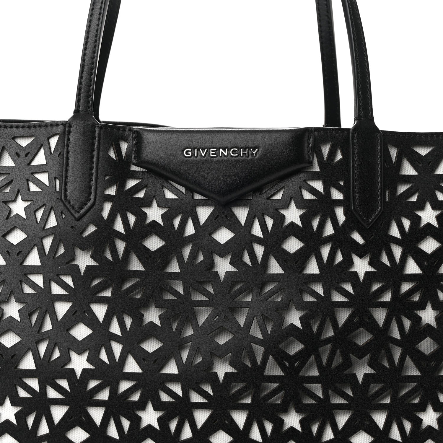 Givenchy Calfskin Lazer Cut Medium Antigona Tote Black White 8 of 10