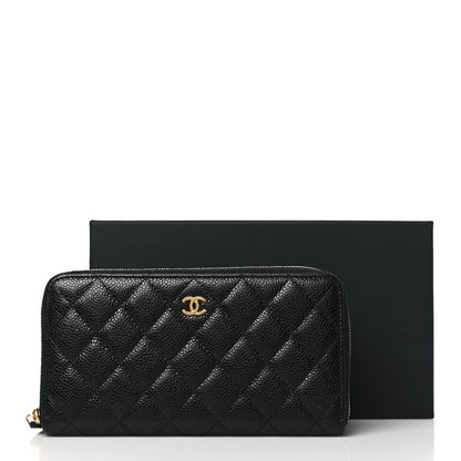 Chanel Caviar Quilted Large Gusset Zip Around Wallet Black 10 of 10