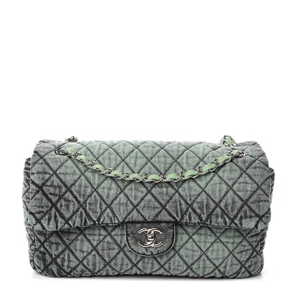 Chanel Denim Quilted Denimpression Flap Green Black 1 of 11