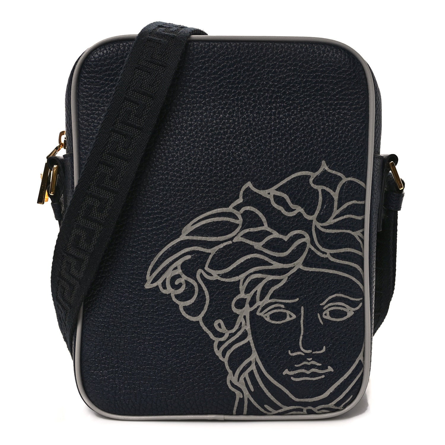 Versace Grained Calfskin Pop Medusa Messenger Bag Blue Nights Cloud 1 of 11
