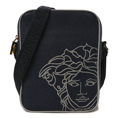 Versace Grained Calfskin Pop Medusa Messenger Bag Blue Nights Cloud 1 of 11
