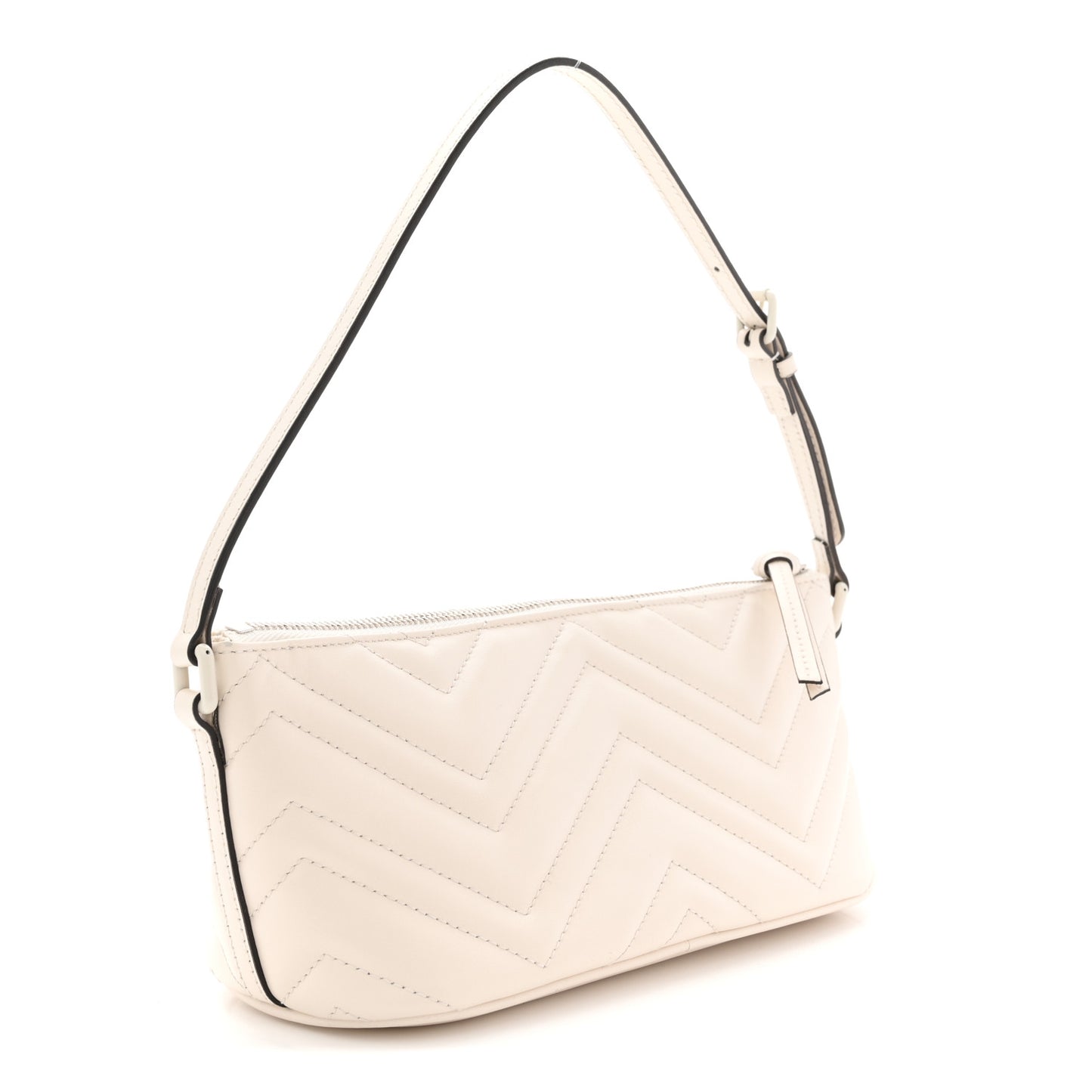 Calfskin Matelasse Chevron Monochrome GG Marmont Sling Shoulder Bag Mystic White