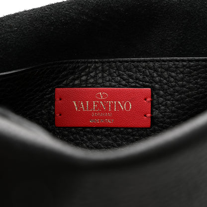 Valentino Garavani Pebbled Calfskin Rockstud Double Flap Crossbody Bag Black 6 of 9