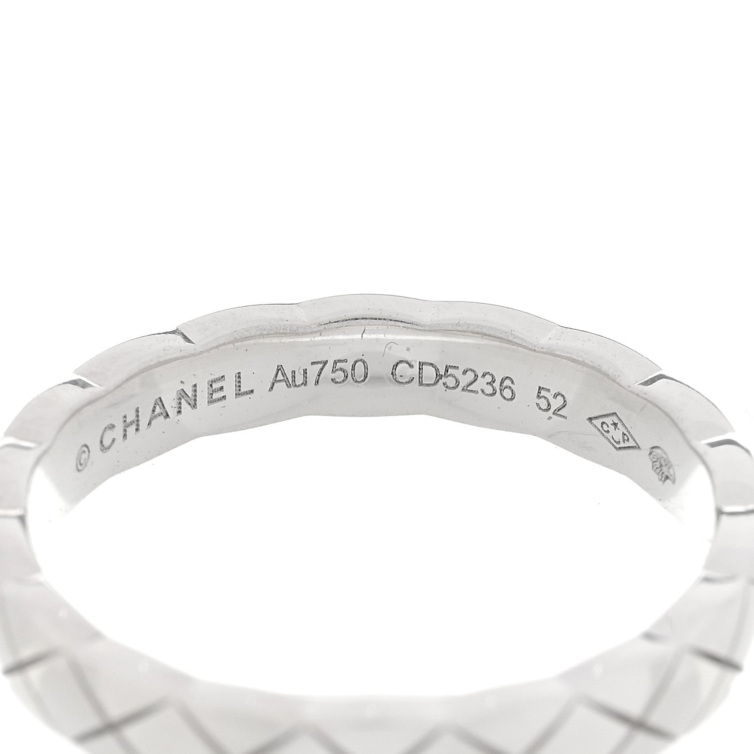 Chanel 18K White Gold Mini Coco Crush Ring 52 6 4 of 5