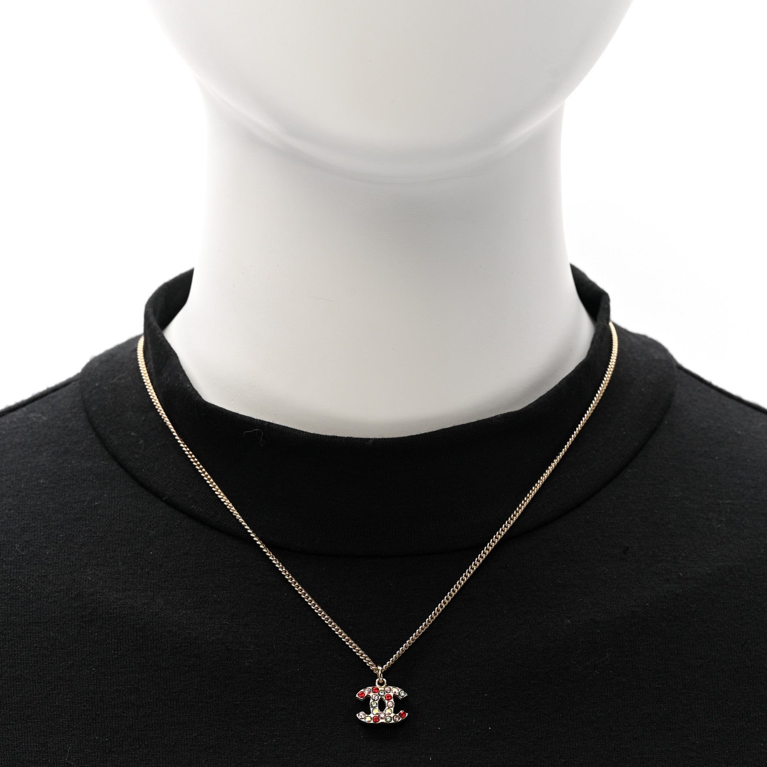 Chanel Crystal CC Necklace Gold Multicolor 2 of 5