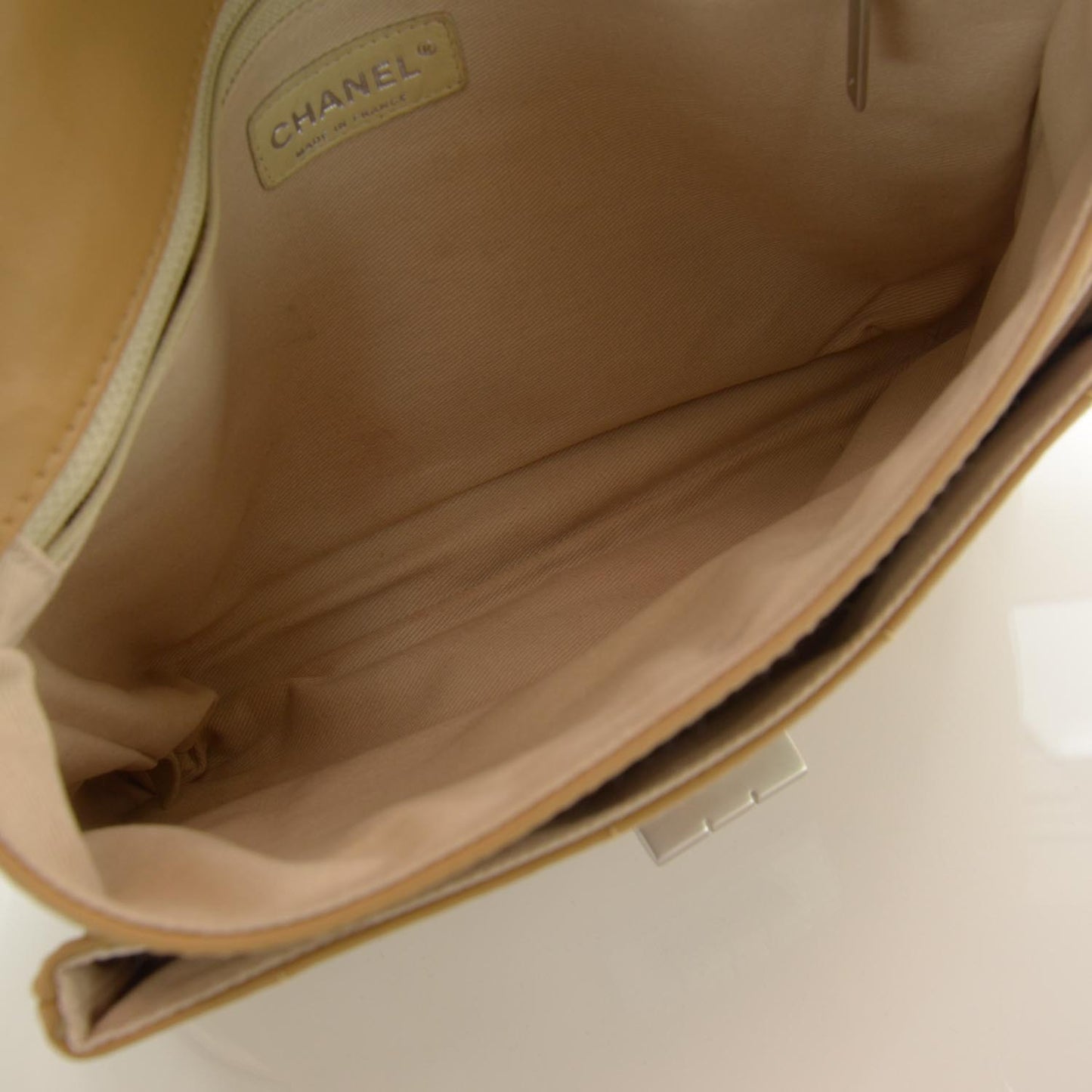 Leather Mademoiselle Flap Bag Beige