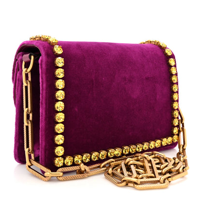 Gucci Velvet Crystal Mini Bee Broadway Shoulder Bag 3 of 10