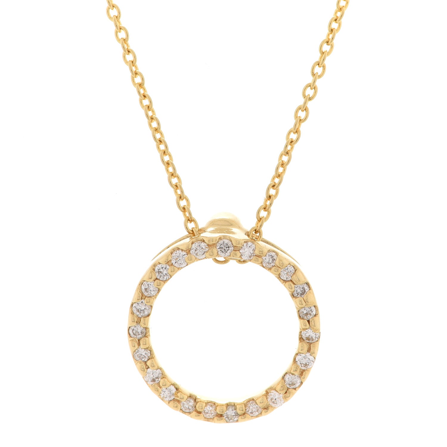 Roberto Coin 18K Yellow Gold Diamond Tiny Treasures .09ctw Circle Pendant Necklace 4 of 7