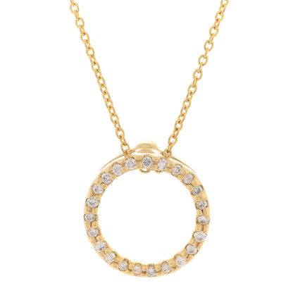 Roberto Coin 18K Yellow Gold Diamond Tiny Treasures .09ctw Circle Pendant Necklace 4 of 7