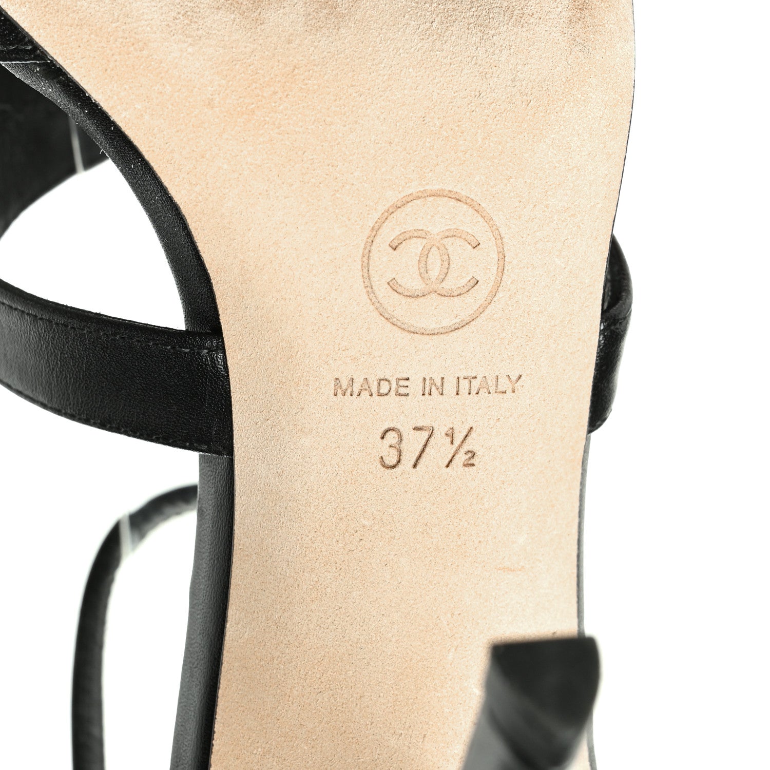 Chanel Lambskin CC Moonlight Strappy Sandals 37.5 Black 6 of 7