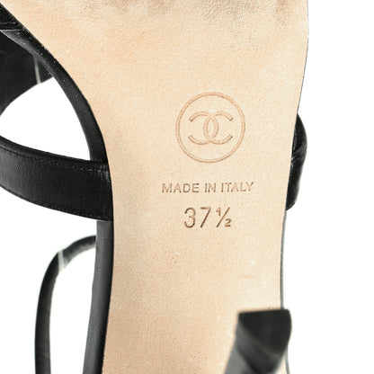 Chanel Lambskin CC Moonlight Strappy Sandals 37.5 Black 6 of 7