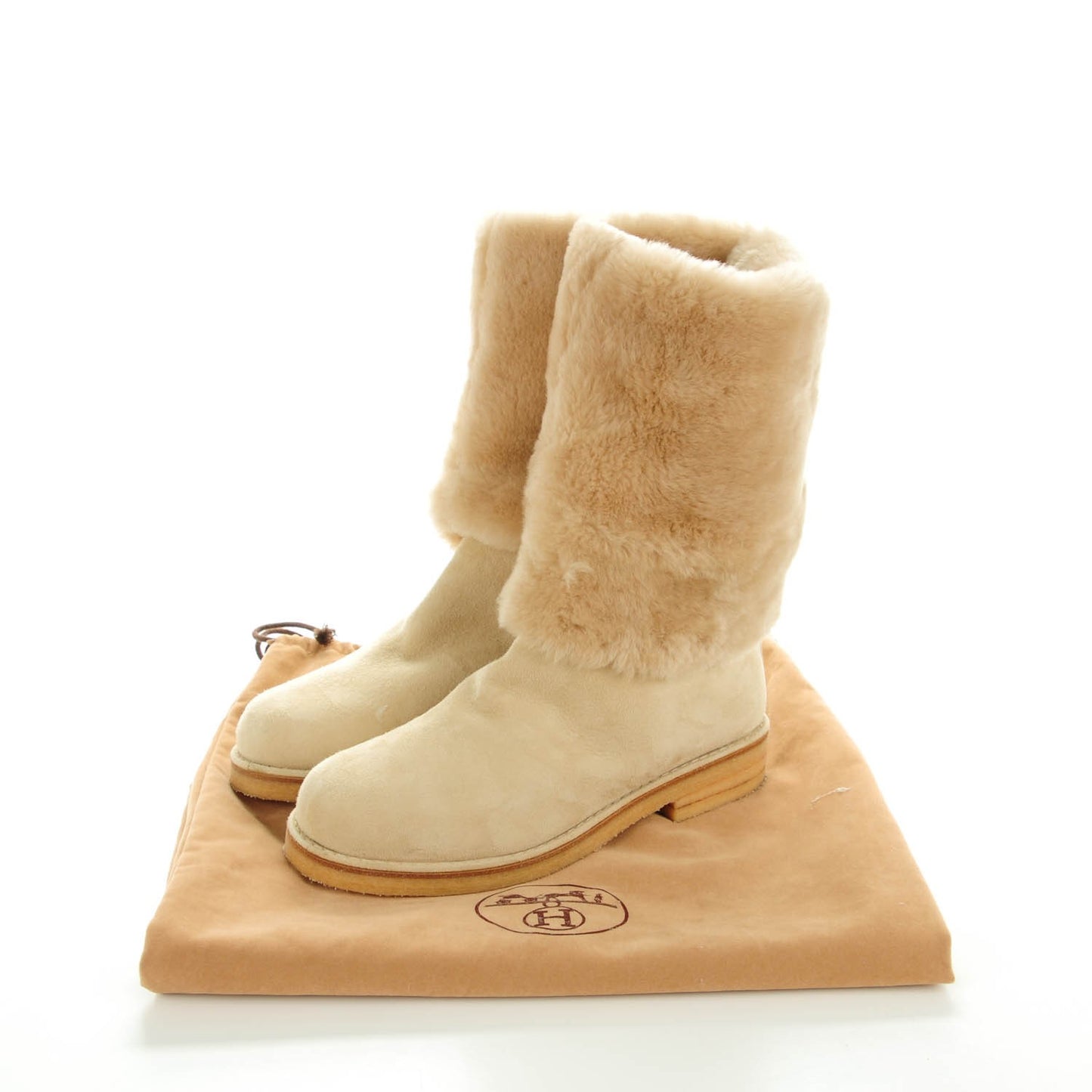 Suede Shearling Knee High Boots 38