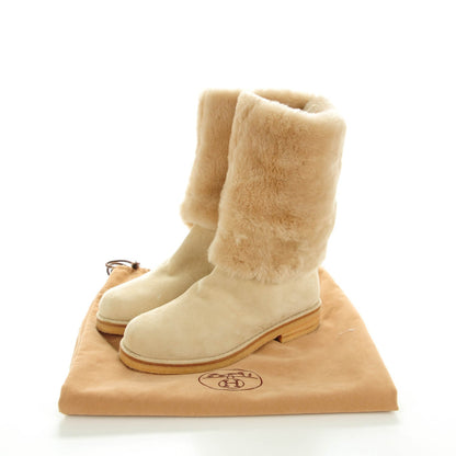 Hermes Suede Shearling Knee High Boots 38 5 of 14