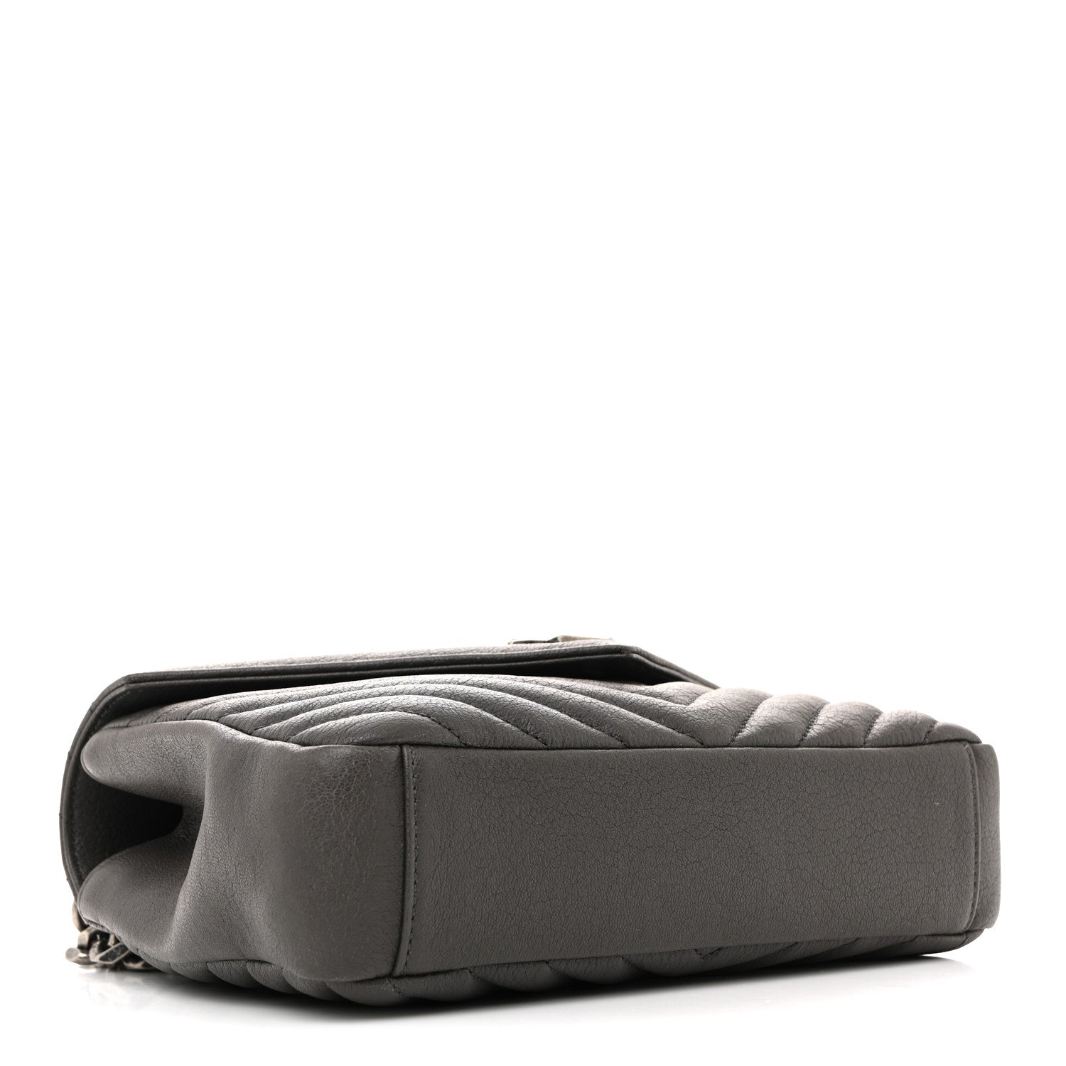 Saint Laurent Sheepskin Matelasse Chevron Monogram Medium College Bag Asphalt 4 of 13