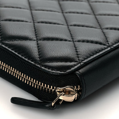 Chanel Lambskin Quilted Large Zip Around Organizer Wallet Black 10 of 11
