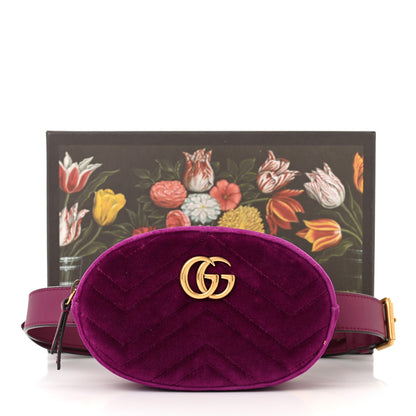 Gucci Velvet Matelasse GG Marmont Belt Bag 85 34 Violet Cyclamen 13 of 13