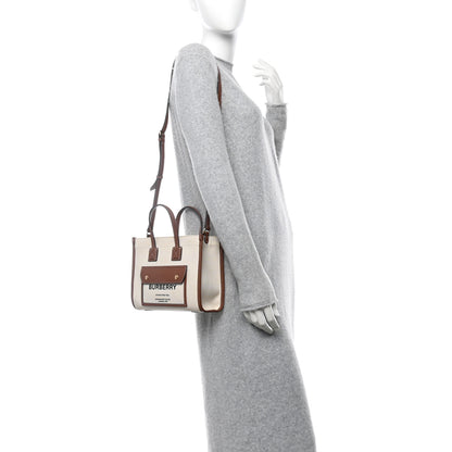 Burberry Canvas Smooth Calfskin Mini Two Tone Freya Tote Brown 2 of 11