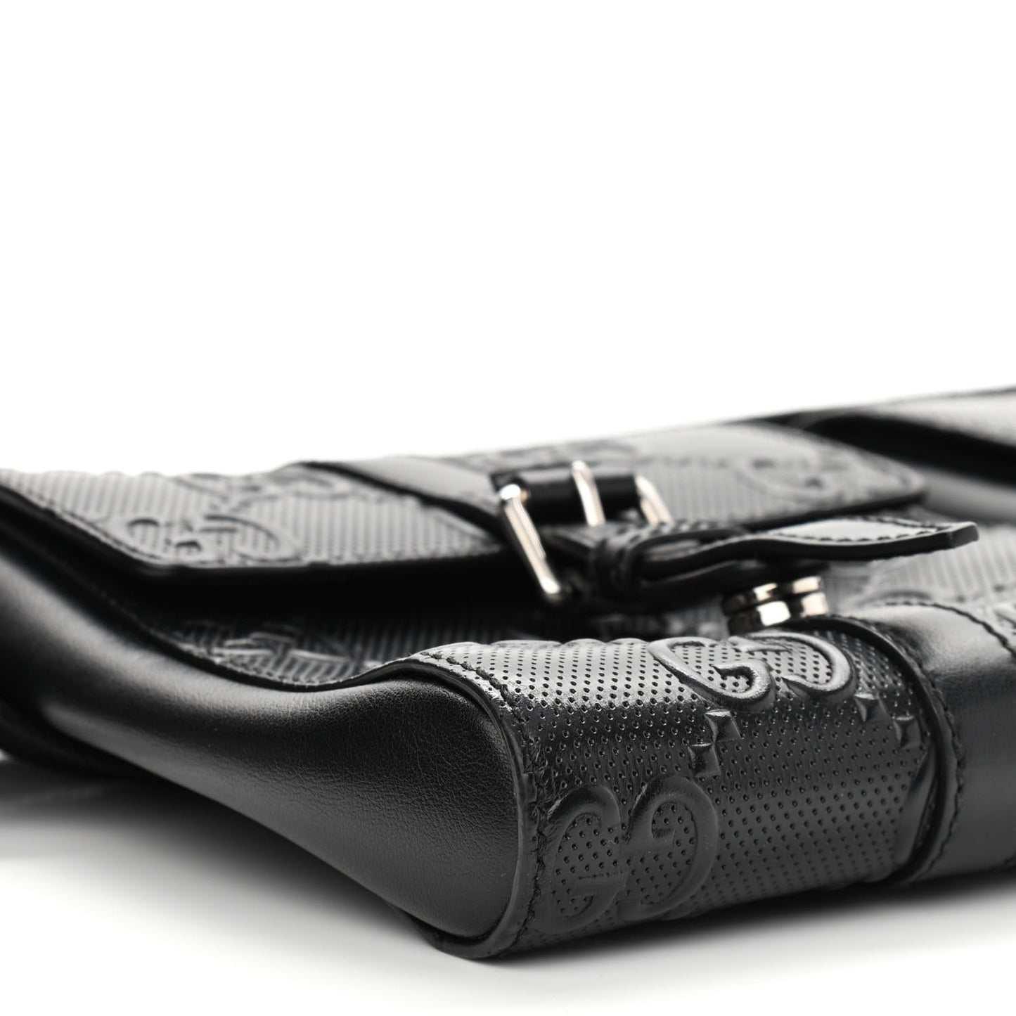 Calfskin GG Tennis Embossed 2 Detachable Pouch Belt Bag Black