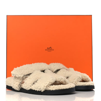 Hermes Woolskin Womens Chypre Sandals 38 Ecru 8 of 8