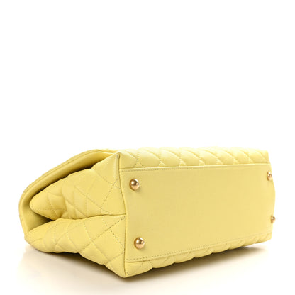 Chanel Caviar Quilted Small Coco Handle Flap Yellow 4 of 10