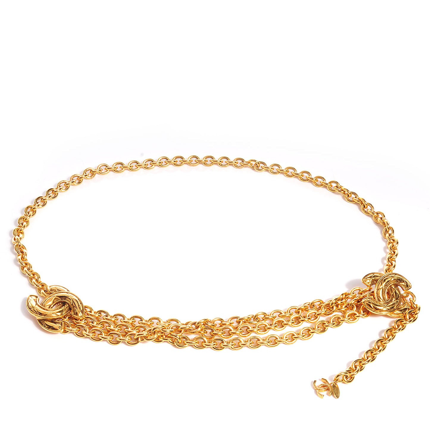 Quilted CC Chain Belt Gold