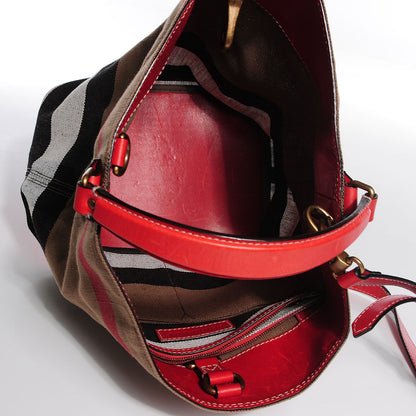 Burberry Canvas Mega Check Medium Susanna Hobo Red 5 of 10