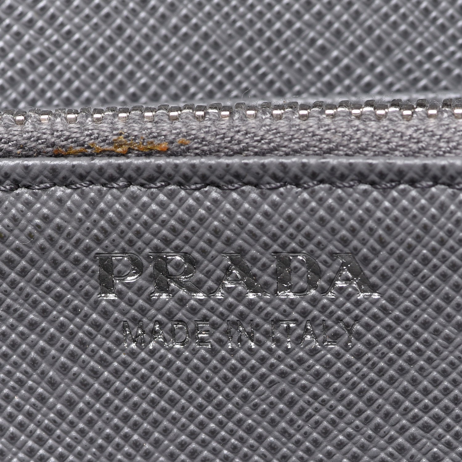 Prada Saffiano Metal Zip Around Wallet Grey 6 of 6