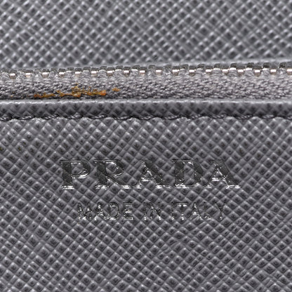 Prada Saffiano Metal Zip Around Wallet Grey 6 of 6