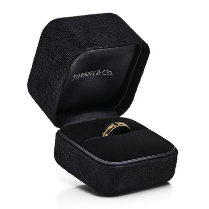 Tiffany 18K Yellow Gold Diamond Wide T Two Ring 54 7 5 of 5
