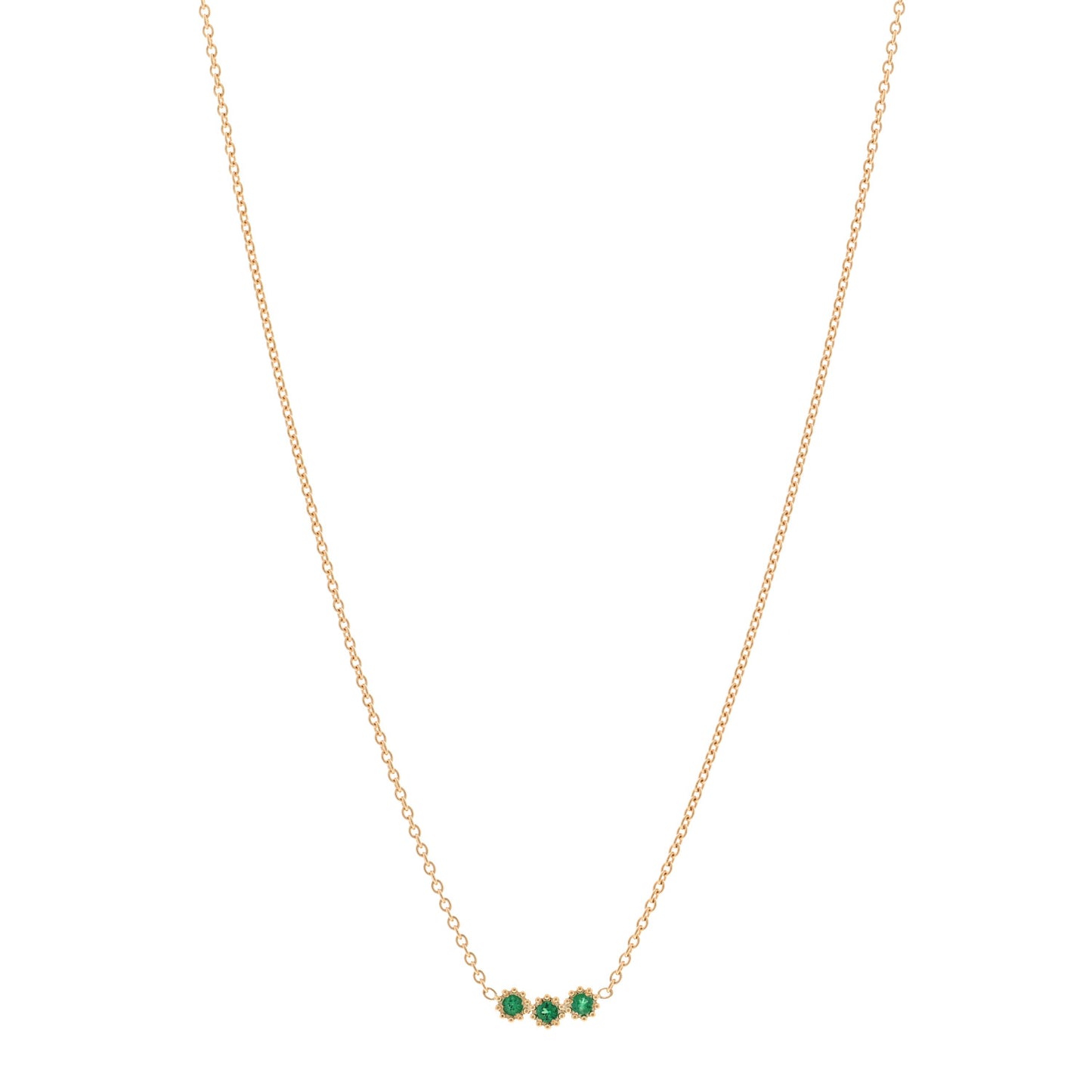 18K Yellow Gold Emerald Mimirose Pendant Necklace