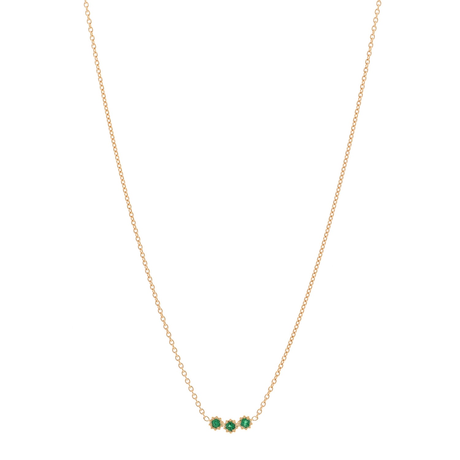 Christian Dior 18K Yellow Gold Emerald Mimirose Pendant Necklace 1 of 6