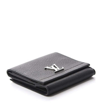 Louis Vuitton Calfskin LockMe II Compact Wallet Black 4 of 8
