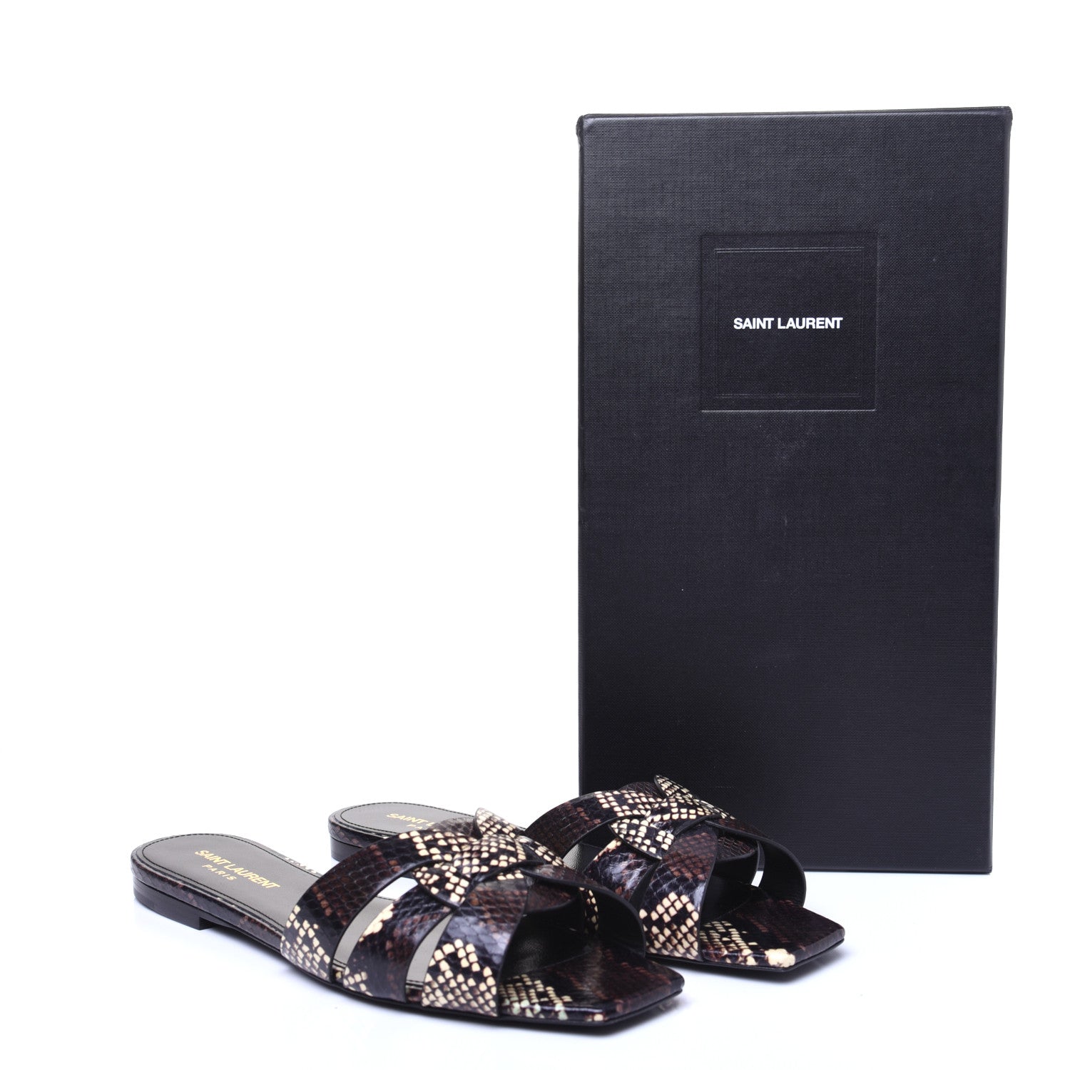 Saint Laurent Calfskin Embossed Nu Pieds 05 Slide Sandals 38 Oro 9 of 9