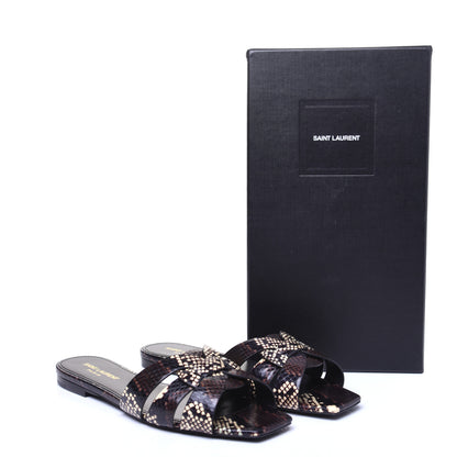 Saint Laurent Calfskin Embossed Nu Pieds 05 Slide Sandals 38 Oro 9 of 9
