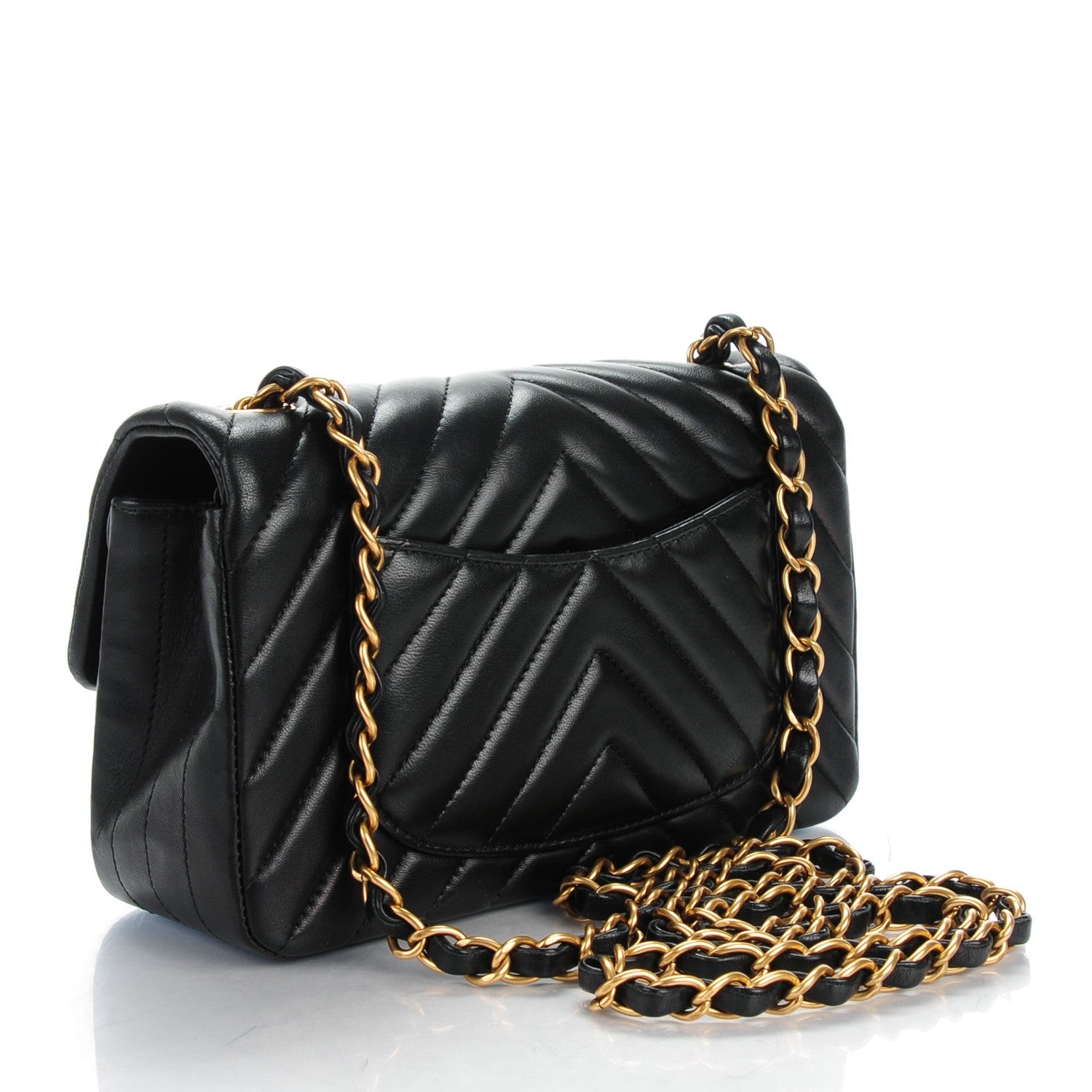Chanel Lambskin Chevron Quilted Mini Rectangular Flap Black 3 of 8